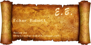 Ecker Babett névjegykártya